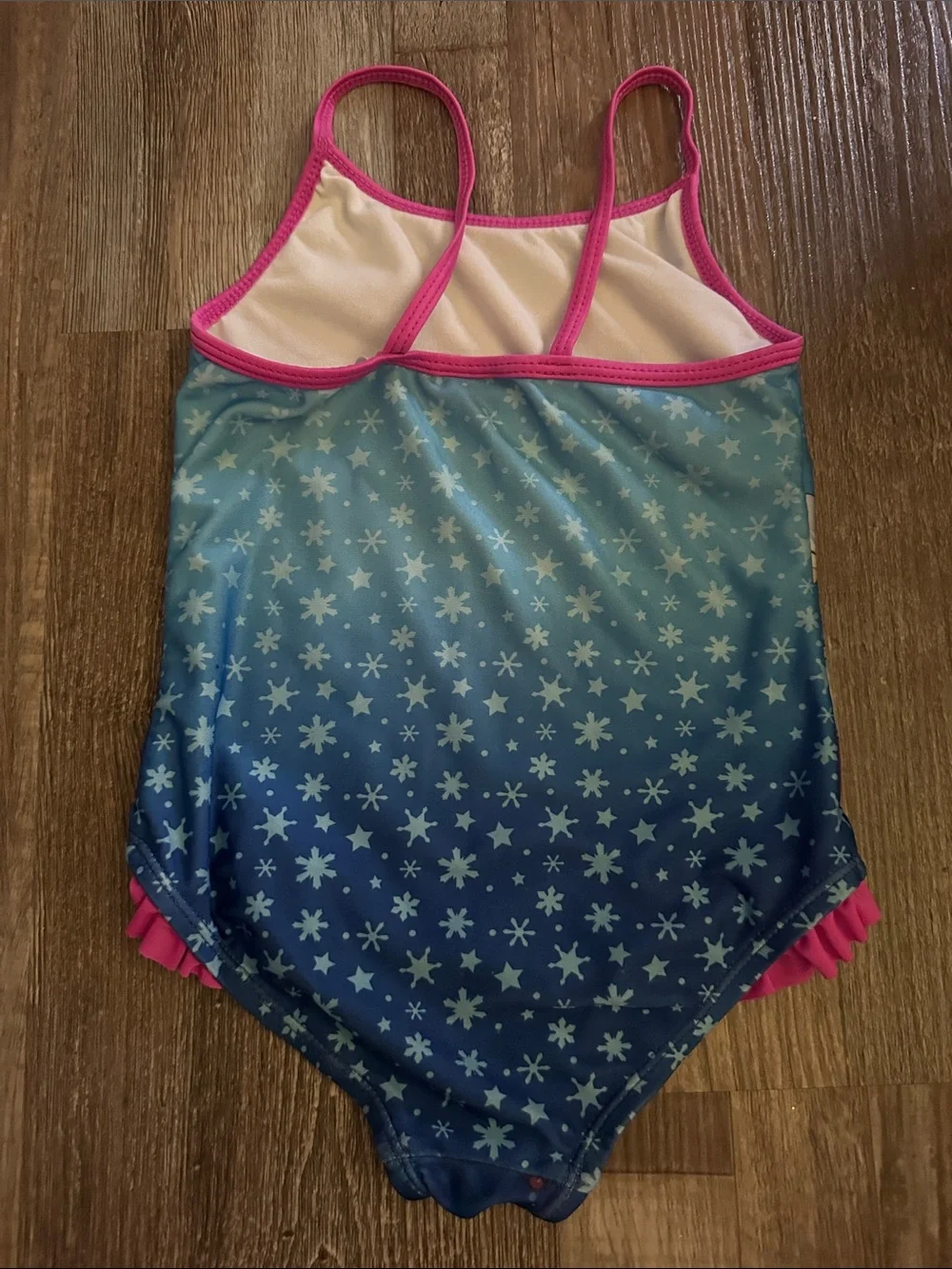 Disney Kids One Piece Swimsuit in Blue and Pink with Frozen Characters